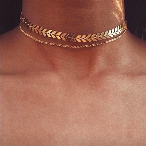 Arrows and chain Double layers choker. - Picture 1 of 4
